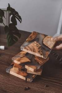 Craftsy Home Ensemble de sous-verres en résine époxy de qualité supérieure avec effet océan Dessous de verre rond carré décoratif en résine époxy - Product Image 4