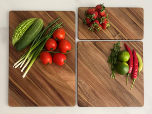 Juego de 3 tablas de cortar rectangulares grandes de grano diagonal - Product Image 1