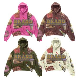 Sweat-shirt à capuche pour homme en molleton 100% coton, coupe classique, haute qualité, hiver, broderie et impression en relief, motifs unis personnalisés, avec poche - Product Image 2