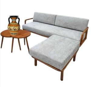 Muebles para el hogar, sofá en forma de L con estructura de madera, muebles duraderos para hotel, cojín de terciopelo, muebles para el hogar con estructura de madera, ecológicos - Product Image 4