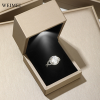 Boîte à bijoux WEIMEI avec logo personnalisé, dorée, avec éclairage LED, pour collier, bague, bracelet, ensemble de boîtes à bijoux avec lumière