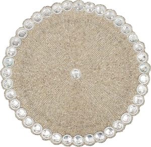 El mejor diseño temático, vajilla redondeada, mantel decorativo con cuentas de vidrio, Mantel Individual para fiestas y otras funciones - Product Image 1