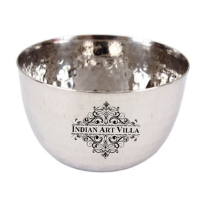 Cuenco de servicio de diseño martillado de acero inoxidable IndianArtVilla para el hogar, hotel y restaurante - Product Image 1