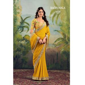 Saree brodé pour femmes indiennes d'excellente qualité pour les occasions de mariage et de fête d'Inde - Product Image 1