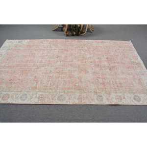 Tapis turc, grand tapis de 4,9 x 8,5 pieds, tapis vintage en laine rayé rose - Product Image 3