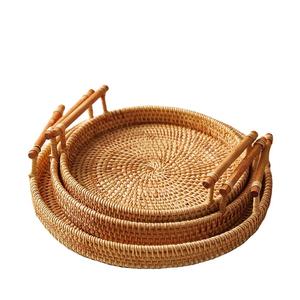 Vietnam rattan rectangular wicker tray handmade serving tray for dining table kitchen and home <b>decoration</b> - Product Image 5