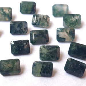 Ágata de musgo de alta calidad natural 4x6mm Octágono facetado de alta calidad-Octágono de ágata de musgo Suelto - Product Image 1