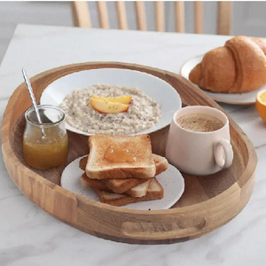 ถาดเสิร์ฟทรงรีทำจากไม้มะม่วงหรูหราพร้อมที่จับสำหรับเพิ่มโต๊ะกาแฟใช้ในห้องนั่งเล่น - Product Image 3