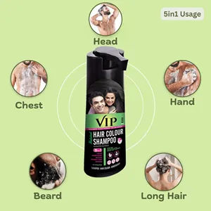 Shampoo colorant capillaire bio VIP 180ml, alternative à la teinture capillaire noire de qualité salon pour hommes et femmes, coloration instantanée de la barbe - Product Image 4