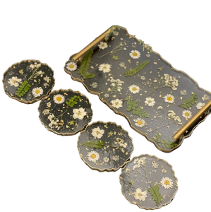 Bandeja de resina de color verde con borde decorativo, bandeja de resina con forma de flor decorativa hecha a mano para el hogar, cocina, uso en restaurantes - Product Image 6