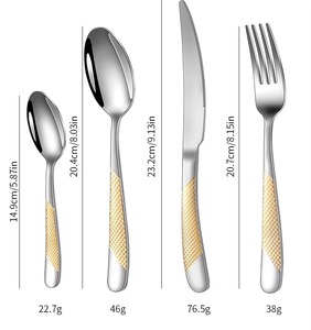 Ensemble de couverts moderne fini argent avec couverts élégants en or pour la maison, la fête de mariage, la restauration et l'hôtel - Product Image 4