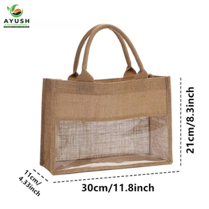 Bolsa de compras reutilizable de lona impresa personalizada, hecha de yute, 100% ecológica. - Product Image 2