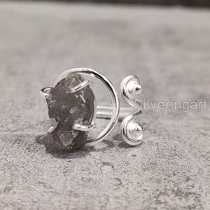 Bijoux en pierre brute Bague pour femme Bague en argent sterling 925 naturelle brute réglable Labradorite Gemstone Birthstone Designer Party - Product Image 3