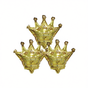 Palloncino a corona in lamina d'oro 31x37 cm Decorazione per feste Confezione da 12 pezzi - Product Image 2