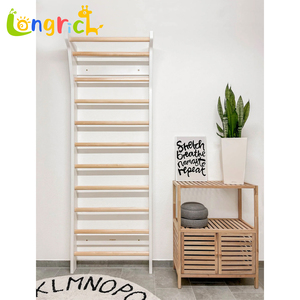 Escalera sueca de madera para montar en la pared, para niños y adultos, barra de escalada para gimnasio interior con anillas, equipo de fitness para el hogar para uso familiar - Product Image 2