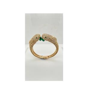 Designer 10KT <b>Gold</b> Parrot <b>Bangle</b> with Enamel and CVD Diamonds by H.A.IMPEX Luxury Craftsmanship Diamond <b>Bracelets</b> & <b>Bangles</b> - Product Image 1