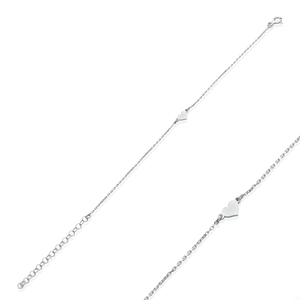 Bracelet à breloques en forme de cœur simple, fabrication artisanale turque, argent sterling 925, bijoux tendance pour femmes - Product Image 5