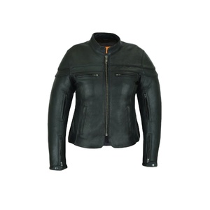 Denim Style High Quality Men's Custom Breathable <b>Genuine</b> Leather Shell Motorcycle Jacket Slim Fit - Product Image 4