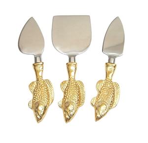 Juego de diseño único de 3 cubiertos de acero inoxidable con mango chapado en oro Juego de cubiertos de la más alta calidad a bajo precio Venta completa rata - Product Image 1