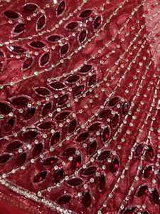 Meilleur prix 100% Polyester tissu perlé de luxe avec Zircon fait à la main fournisseur indien vêtements faisant tissé et motif de maille - Product Image 5