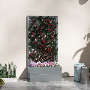 Outsunny Maceta con Rejilla Trasera y Ranura de Drenaje, en Madera Compuesta, 65x33,5x135 cm, Gris - Product Image 2