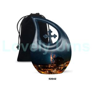 Urna para adultos de cremación con gota de galaxia azul más vendida para cenizas humanas Urna funeraria decorativa con lágrima con bolsa de terciopelo gratis - Product Image 2