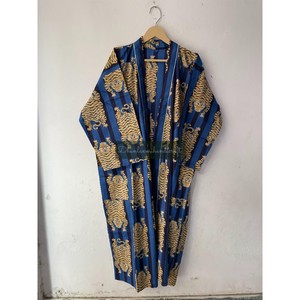 Bata Maxi Hippies de algodón de talla grande para mujer, Floral Camisón con estampado de invierno, albornoces Kimono, venta al por mayor, ropa de dormir de verano - Product Image 2