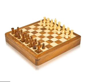 Ajedrez de madera de Acacia con acabado antiguo, ajedrez magnético plegable, fabricante y proveedor a granel - Product Image 1