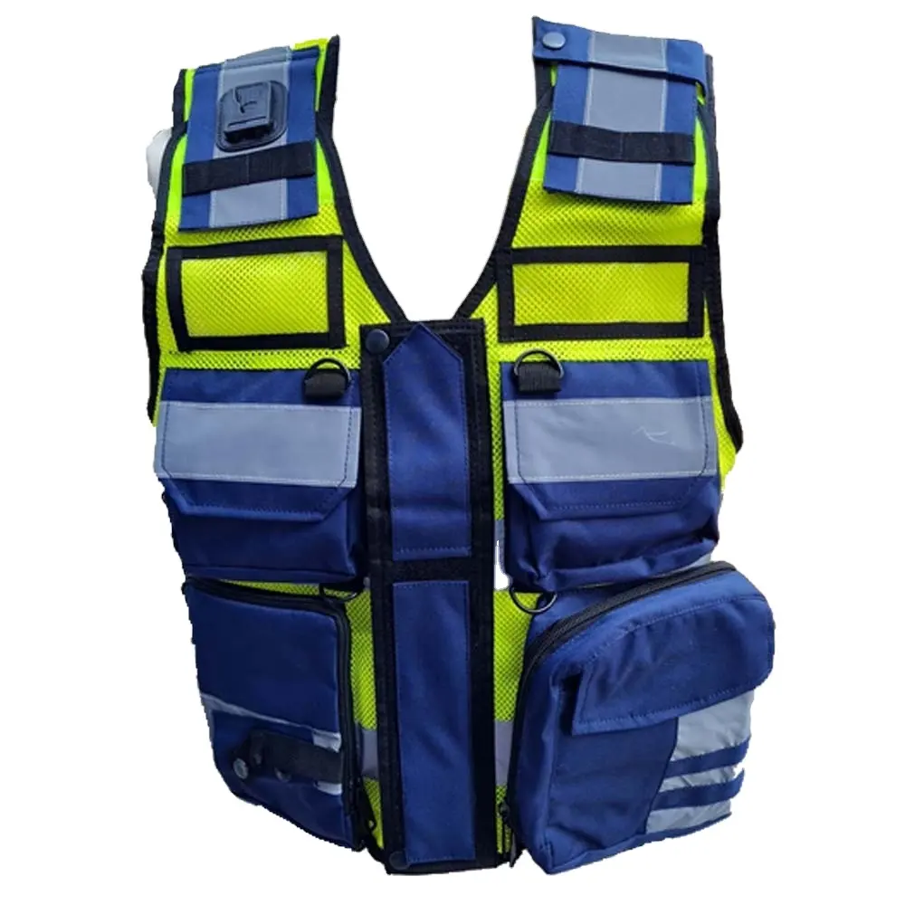 Sicherheit Neuestes Design Logo Benutzer definierte Farb sicherheit Hohe Sichtbarkeit Reflektierende Weste Front Reiß verschluss Sicherheits westen Hi Viz Tactical Vest