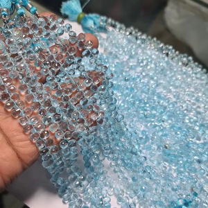 Cuentas de piedra de lágrima facetadas de Topacio Azul Cuentas de topacio de alta calidad Cantidad a granel disponible - Product Image 1