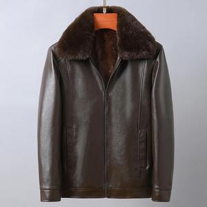 แจ็คเก็ตหนังแท้ขนเทียมสำหรับผู้ชาย, ใหม่เสื้อโค้ทหนังแท้สำหรับฤดูหนาว - Product Image 5