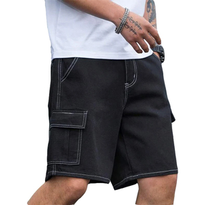 กางเกงขาสั้นผ้ายีนส์ทรงแบ็กก2025างเกงขาสั้นของผู้ชายกางเกงขาสั้นผ้ายีนส์ทรงแบ็กกี้มีกระเป๋าขนาดใหญ่พิเศษสำหรับฤดูร้อนโลโก้ออกแบบได้ตามต้องการ - Product Image 2