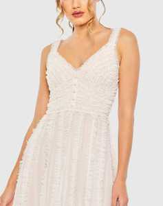 Chérie femmes été fête Robe de soirée blanc thé longueur robe sans manches Sexy sans bretelles conception avant Logo solide naturel - Product Image 6