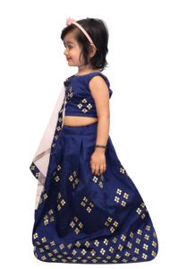 Shoryam Fashion - Lehenga Choli Azul para Niñas, Completamente Cosido, Largo hasta el Suelo, con Trabajo de Espejo |   Dupatta de Red para Vestidos Étnicos de Diseño para Niñas, para Bodas - Product Image 4