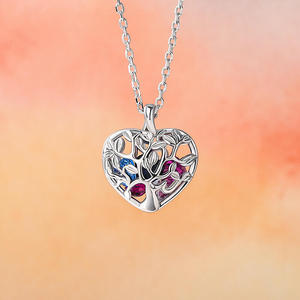 Collar con Colgante de Corazón con Piedra de Nacimiento en Acero Inoxidable Chapado en Rodio Jeulia - Product Image 6
