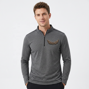 <b>Men's</b> <b>Grey</b> Half Zip Knitted Long Sleeve <b>Sweatshirt</b> Slim Fit Stand Collar Casual Autumn Wear Breathable Polyester Top - Product Image 5