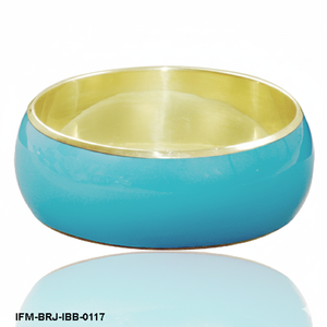 Brazalete de Latón Esmaltado Hecho a Mano con Turquesa Vibrante y Dorado, Brazalete Minimalista Apilable para Mujer - Product Image 3