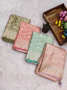 Sari Banarasi en fausse fourrure douce et pure, spécial pour les fêtes de mariage, avec pièce de tissu pour chemisier à coudre, couleur personnalisée, prix de gros, indien - Product Image 5