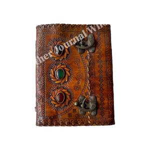 Ba Đá Cổ Nổi Chính Hãng Da Tạp Chí Với Handmade Than Bì<span class=keywords><strong>a</strong></span> Cứng Hai Brass C-Khó<span class=keywords><strong>a</strong></span> Deckle Giấy Nghệ Thuật Máy Tính Xách Tay - Product Image 1