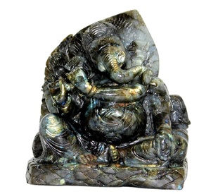 Sculpture de Ganesha en labradorite sculptée à la main par Rudra Gems, pierre de guérison en cristal de Delhi - Product Image 6