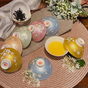 Taza de Té de Porcelana Shin Tai Yuan Tung Blossom, Color Dorado, Apta para Lavavajillas y Microondas, Estilo Chino Tradicional - Product Image 3