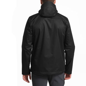 100% Polyester taffetas imperméable à manches longues col montant veste de pluie noir haute rue Style pour l'hiver saison des pluies - Product Image 3