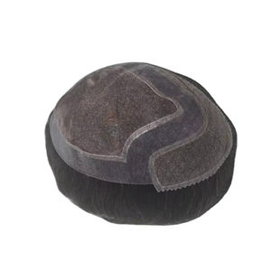 Peluca de Cabello Humano 100% con Frente de Encaje Mono, Parches de Tupé, Prótesis Capilar Taz, Alta Calidad BD - Product Image 1