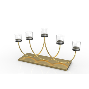 Candelabro de metal dorado con 3 brazos, candelabro de hierro negro mate elegante europeo, candelabro y centro de mesa - Product Image 4