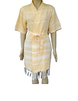 Robe Kaftan pour femmes 100% coton, dentelle, col en V, manches longues, longueur genoux, couleurs et tailles personnalisables, fabriquée en Inde
