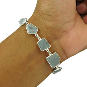 Haute qualité naturel aigue-marine pierres précieuses à la main bracelets délicats 925 argent Sterling à la mode pierre de naissance Boho bijoux - Product Image 3
