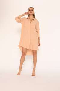 Comfy Organic Cotton Midi <b>Dress</b> <b>with</b> Long <b>Sleeves</b> Waffle Boho Style Top for Women and Girls <b>Summer</b> Oversize <b>Maxi</b> <b>Dress</b> - Product Image 6