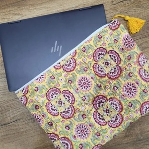 Durable Vintage moderno y estilo de negocios lujo mano-Bloque impreso algodón acolchado portátil mangas impermeable para oficina uso diario - Product Image 2