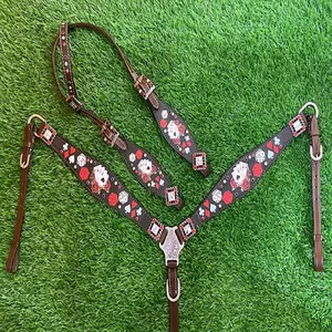 Toutes les boucles Chicago Screw Full Size Western Headstalls and Reins Horse Western Designer Headstall & Breastplate