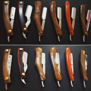 Nouveau design, rasoir de barbier professionnel de qualité supérieure en acier inoxydable avec manche en bois noir, logo et couleurs personnalisés - Product Image 5